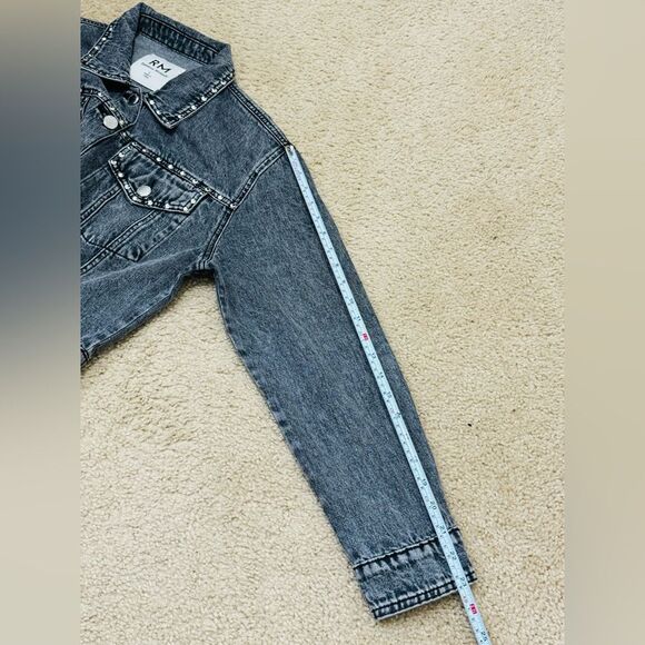 NWOT Rebecca Minkoff Studded Light Black Wash Denim Jean Jacket Women’s Sz L - Picture 14 of 16